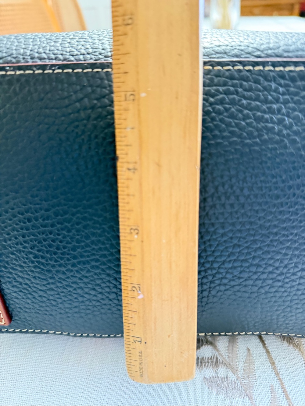 Dooney & Bourke Teal and Brown Leather Dome Satchel - Picture 4 of 10